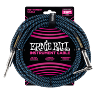 25' Braided Straight/Angle Instrument Cable-BLK/BL