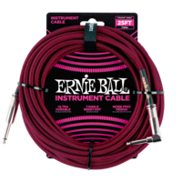 25' Braided Straight/Angle Instrument Cable-BLK/RED