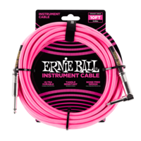 Ernie Ball 10' Braided Instrument Cable -Neon Pink