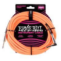 Ernie Ball 10' Braided Instrument Cable-Neon Orange