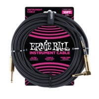 Ernie Ball 10' Braided Instrument Cable- gold tips