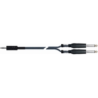 QuikLok Black Series Cable - 3.5mm straight stereo jack to 2 x 6.5mm straight monojacks 1M
